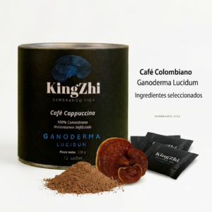 Café Cappuccino Premium con Ganoderma Lucidum 12 Sachets | 228 gr de Café Colombiano Liofilizado | KingZhi