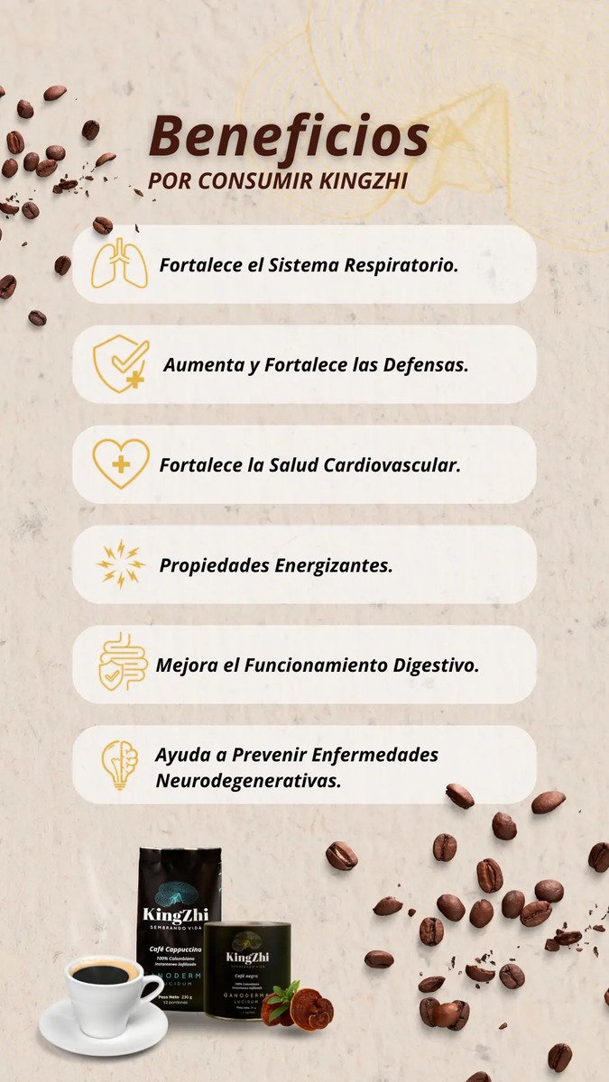 Café Negro Ganoderma Lucidum Premium Tipo Exportación Colombiano | Tarro 24 Sachets (36 g) | Café Liofilizado Premium - Imagen 6