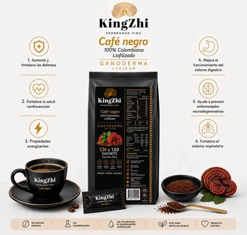 Café Negro Con Ganoderma Lucidum Kingzhi 120 Sachets 180 G - Imagen 9