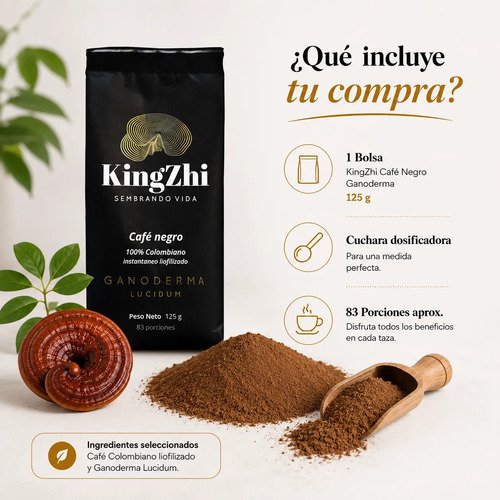 Café Negro Premium Liofilizado Con Ganoderma Lucidum 125g - Imagen 4