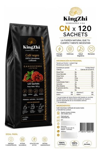 Café Negro Con Ganoderma Lucidum Kingzhi 120 Sachets 180 G - Imagen 10