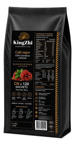 Café Negro Con Ganoderma Lucidum Kingzhi 120 Sachets 180 G