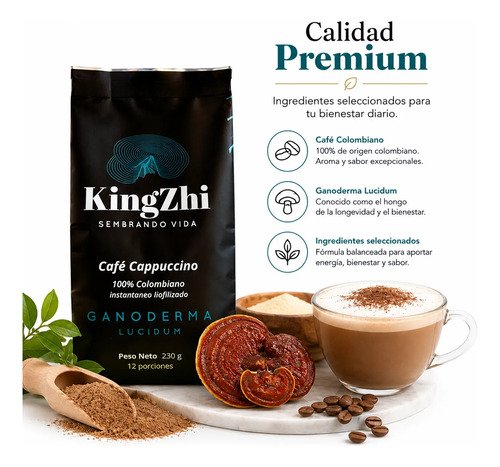 Café Cappuccino Ganoderma Lucidum Premium 230 G - Imagen 4