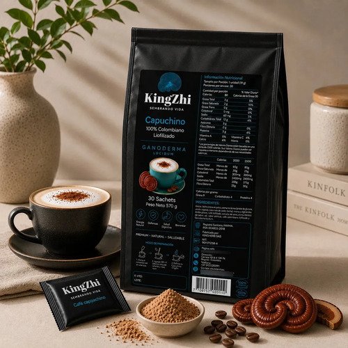 Café Cappuccino Ganoderma Lucidum Premium 30 Sachets 570g - Imagen 10