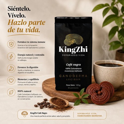 Café Negro Premium Liofilizado Con Ganoderma Lucidum 125g - Imagen 8