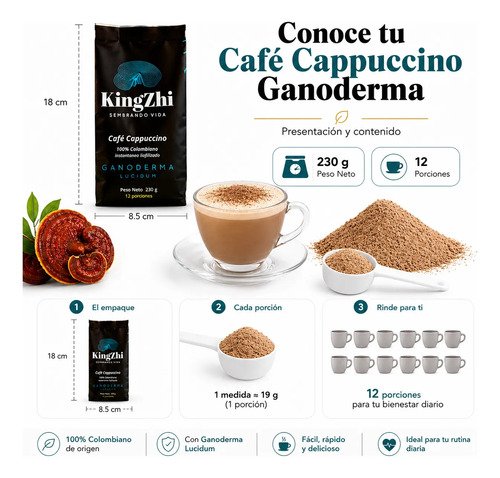 Café Cappuccino Ganoderma Lucidum Premium 230 G - Imagen 7