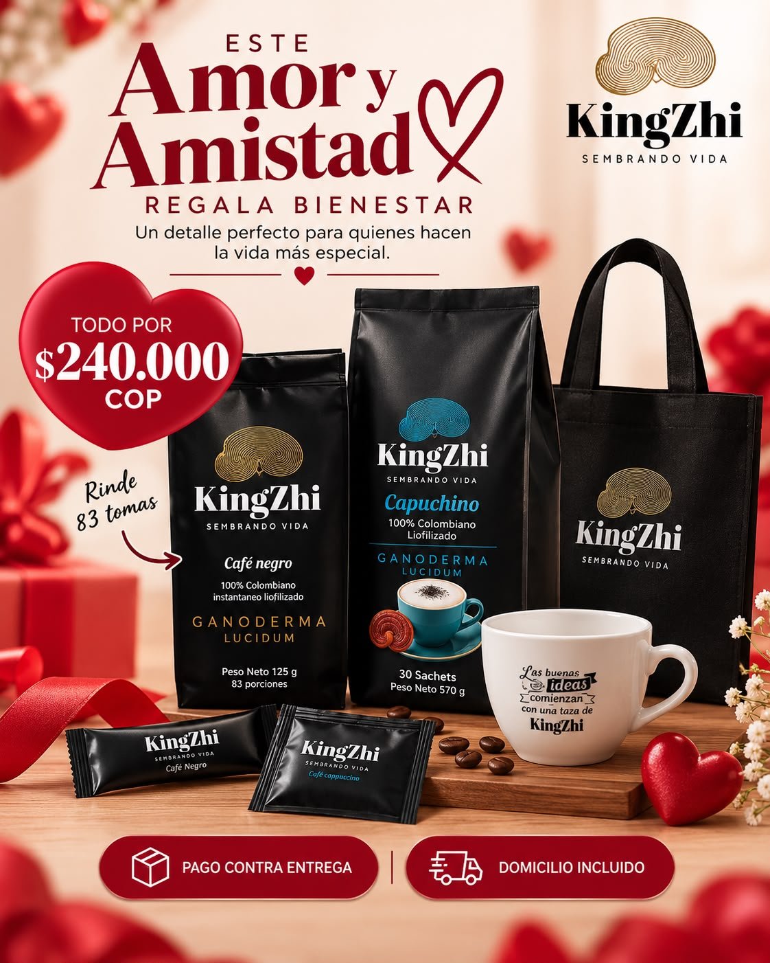 Promoción Día de los Enamorados – Café Negro KingZhi + Regalos – Amor y Amistad